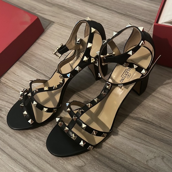 Black Studded Valentino Heels - Picture 2 of 9
